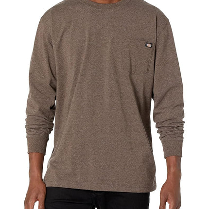 Dickies Big and Tall Men's Long Sleeve Heavyweight Crew Neck, Chocolate Brown Single Dye Heather, 3X Tall