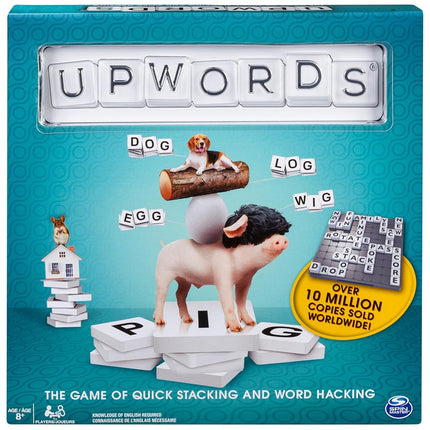 Upwords, Fun and Challenging Family Word Game with Stackable Letter Tiles, for Aged 8 and Up