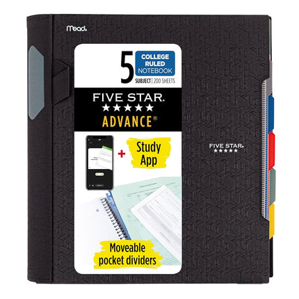 Five Star Advance Spiral Notebook + Study App, 5 S