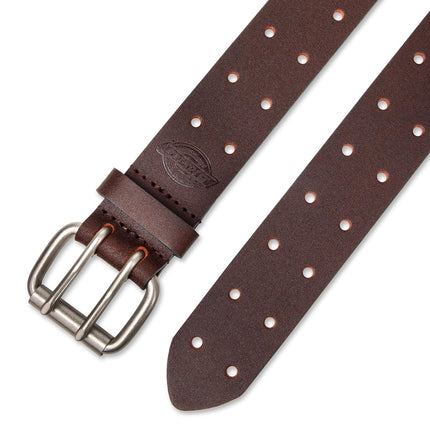 Dickies Men's Double Prong Fully Adjustable Leather Belt, Brown, 30
