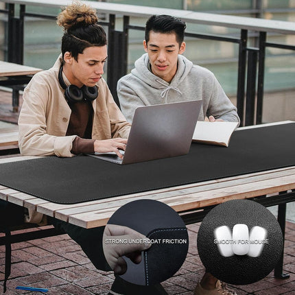 CENNBIE Leather Desk Mat, 200 x 100cm Extra Large Desk Pad Blotter Protector, Extended Non-Slip Table Pad, Waterproof PU Leather Desk Mat on top of desks Large for Office and Home (Black)