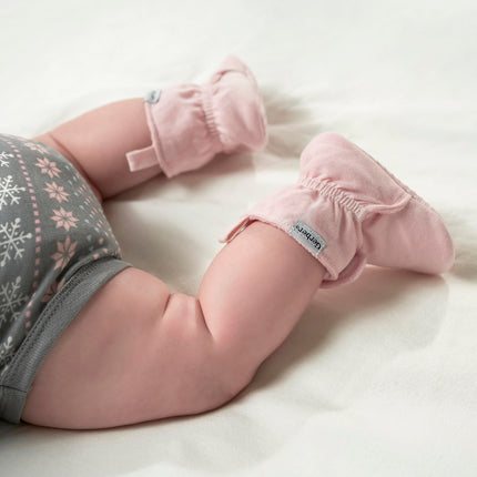 Gerber Baby Fleece Lined Wrap Fasten Non Skid Soft Slipper Booties, Pink, 3-6 Months Infant