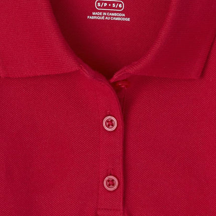The Children's Place Girls' Long Sleeve Pique Polo 2 Pack, Ruby 2-pack, Small