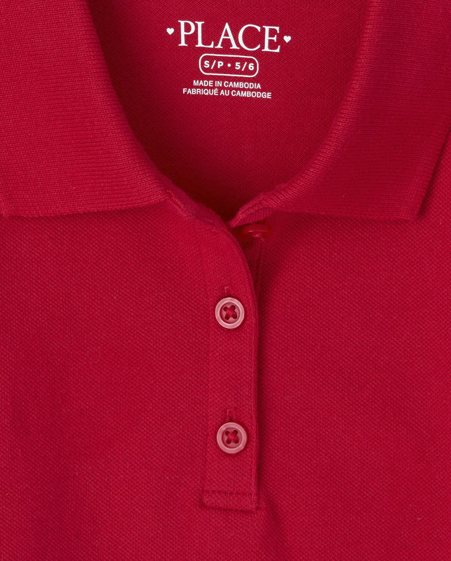 Polo piqué à manches longues The Children's Place pour filles, lot de 2, Ruby, XX-Large