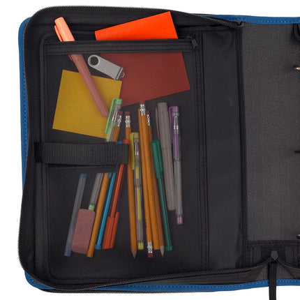 Carpeta con cremallera Five Star, Carpeta de 3 anillas de 2 pulgadas para la escuela, Archivador expandible de 6 bolsillos, Capacidad para 380 hojas, Azul cobalto (72534)