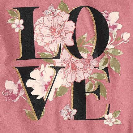 The Children's Place Girls' Long Sleeve Knit Fashion Shirt, Love/Floral/Gray 3-Pack, Small