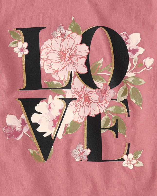 The Children's Place Girls' Long Sleeve Knit Fashion Shirt, Love/Floral/Gray 3-Pack, X-Small