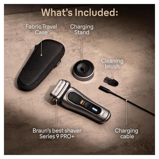 Braun Series 9 9517s PRO+ Electric Razor for Men, 5 Pro Shave Elements & Precision Long Hair ProTrimmer, Charging Stand, Braun�s Best for Smooth Skin, Wet & Dry Electric Razor with 60min Runtime