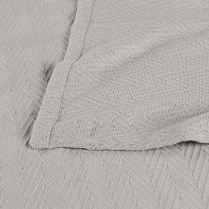 Superior Metro All-Season Cotton Blanket, Woven Blanket for Couch, Bed, Bedding, Farmhouse, Home Essentials, Cute and Cozy Bohemian Blankets, Herringbone Weave, California King, Silver