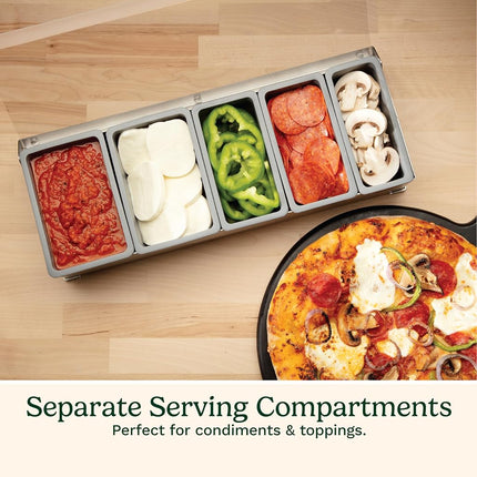 Cuisinart CPS-617A CPS-617 Condiment & Topping Station, Food Containers with Translucent Lid, 18-Piece