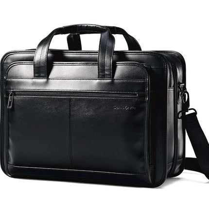 Samsonite Leather Expandable Briefcase 17 inch, Black, 17", Leather Expandable Briefcase