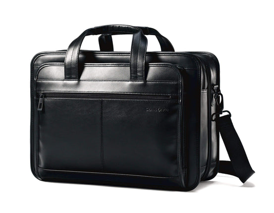 Samsonite Leather Expandable Briefcase 17 inch, Bl