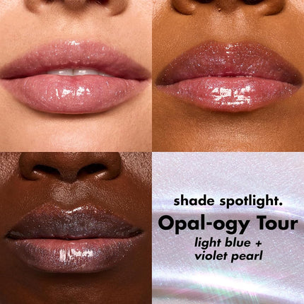 e.l.f. Glow Reviver Lip Oil, Nourishing and Hydrating with High-Shine Glimmer Finish & Sheer Wash Of Color, Minty Scent, Non-Sticky, Vegan & Cruelty-free, Opal-ogy Tour
