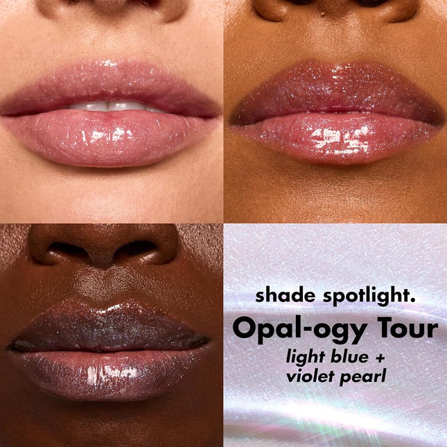 e.l.f. Glow Reviver Lip Oil, Nourishing and Hydrating with High-Shine Glimmer Finish & Sheer Wash Of Color, Minty Scent, Non-Sticky, Vegan & Cruelty-free, Opal-ogy Tour