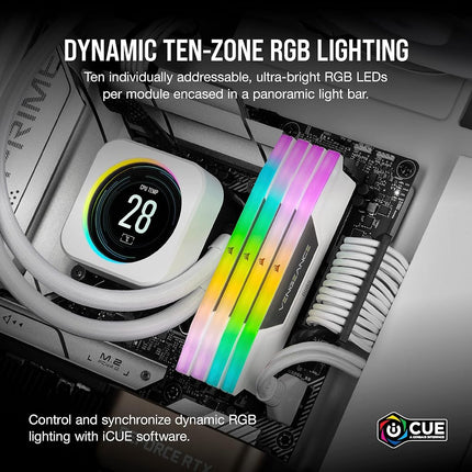 CORSAIR VENGEANCE RGB DDR5 RAM 32GB (2x16GB) Up to 6400MHz CL36 Intel XMP iCUE Compatible Computer Memory - White (CMH32GX5M2B6400C36W)