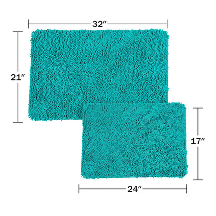 Bedford Home 2-Piece Memory Foam Shag Bath Mat- Seafoam