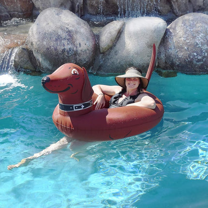 Balsa hinchable GoFloats salchicha en fiesta, flota con estilo
