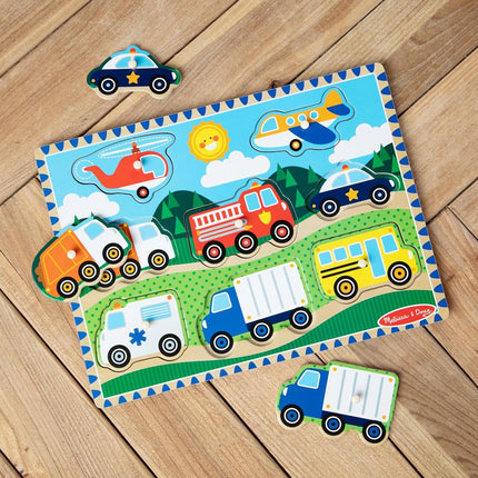 Melissa & Doug - 1874 - Jigsaw Puzzle - Installation - Vehicles, White.,OSFA
