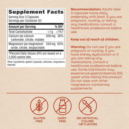 Nature's Way Calcium and Magnesium, 250 Capsules