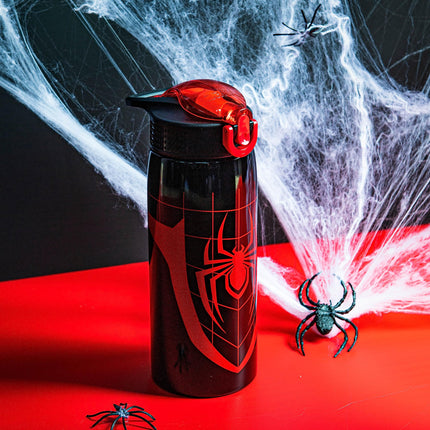 Botella de agua Zak Designs Marvel Spider-Man para viajes y el hogar, acero inoxidable con aislamiento al vacío de 539 ml con tapa de boquilla de cierre, asa de transporte incorporada, diseño a prueba de fugas (Miles Morales)