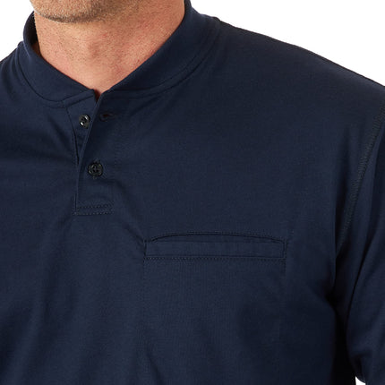 Wrangler Riggs Workwear Men's Flame Resistant Long Sleeve Henley Work Shirt, Navy, XL