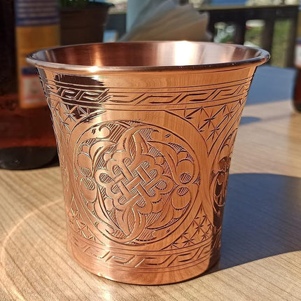 Dede Copper - CC Series (20 oz) - Handcrafted Super Heavy Weight Drinking Cups or Serving Cold Beverages and Cocktail Mugs, Handmade Unlined Uncoated Pure Solid Copper Tumblers (Engraved)