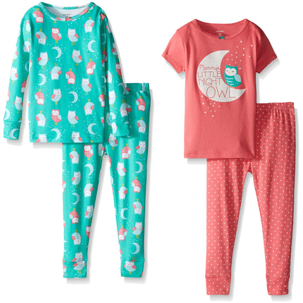Carter's Baby Girls' 4 Piece Slogan Tee PJ Set (Ba