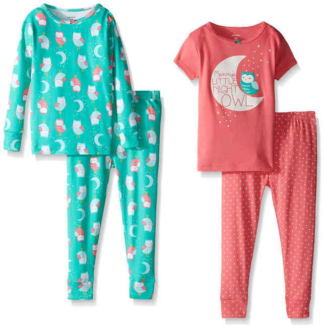 Carter's Baby Girls' 4 Piece Slogan Tee PJ Set (Ba