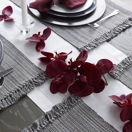 DII Tonal Fringe Placemat, Set of 6, Variegated Gray - Perfect for Fall, Thanksgiving, Dinner Parties, Weddings and Everyday Use