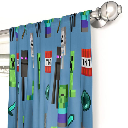 Minecraft Monster Hunters 84" Inch Drapes - Beautiful Room Décor & Easy Set Up, Bedding - Curtains Include 2 Tiebacks, 4 Piece Set (Official Minecraft Product)