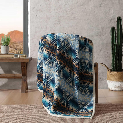 Wrangler - Manta, Ropa de Cama Sherpa Súper Suave con Reverso de Pana, Inspirada en Yellowstone, Ropa de Cama de Lujo Occidental, Certificado Oeko-Tex (Turquesa Frontera, 50" x 60")