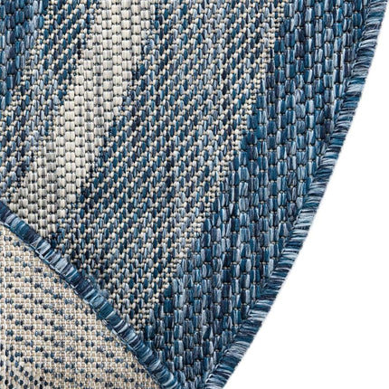 Alfombra de área Unique Loom Outdoor Border Collection - Borde suave (Hearth 3' 1" x 6' 1", azul/marfil)