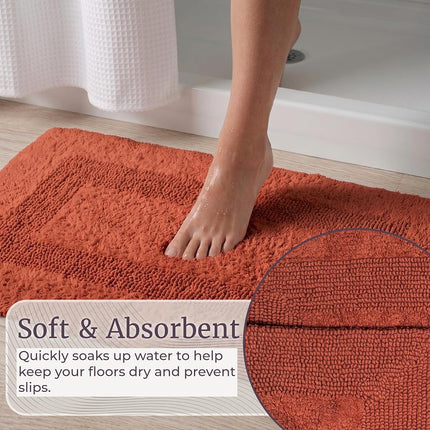Bedford Home 100 Percent Cotton 2 Piece Reversible Rug Set - Brick