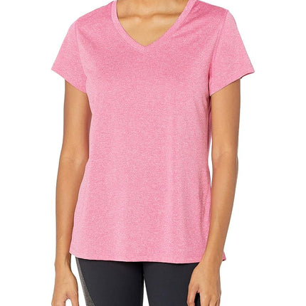 Hanes womensO9032Sport Women's Heathered Performance V-Neck Tee Short Sleeves Shirt - Pink - X-Large