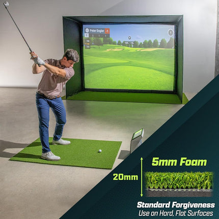 GoSports Golf Hitting Mat - PRO 5 x 4 ft - 15 mm Artificial Turf Training Mat for Indoor/Outdoor Swing Practice, Includes 3 Rubber Tees