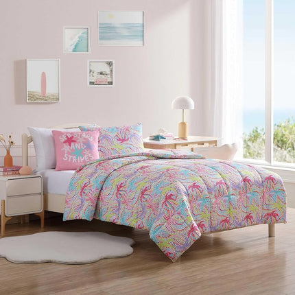 Nautica Kids - Full/Queen Comforter Set, Soft Bedding with Matching Shams & Throw Pillow, Kids Home Decor, Oeko-Tex Certified (Sutton Palm Trees Aqua, Full/Queen)
