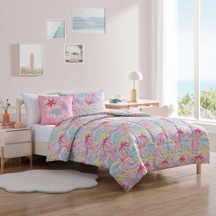 Nautica Kids - Full/Queen Comforter Set, Soft Bedding with Matching Shams & Throw Pillow, Kids Home Decor, Oeko-Tex Certified (Sutton Palm Trees Aqua, Full/Queen)
