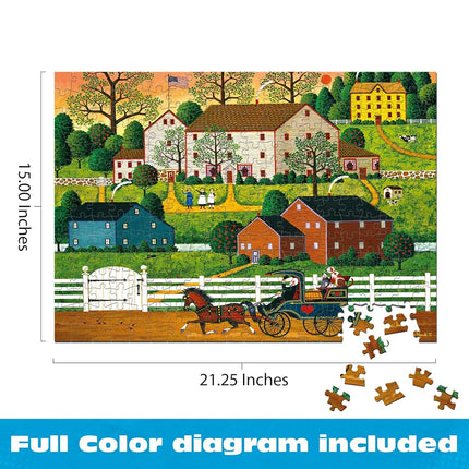 Buffalo Games – 300 Charles Wysocki: Hi Neighbor Oversized Piece Jigsaw Puzzle Larger Shapes - Great for Adults, Seniors, Family, Kids, Easy to Grip