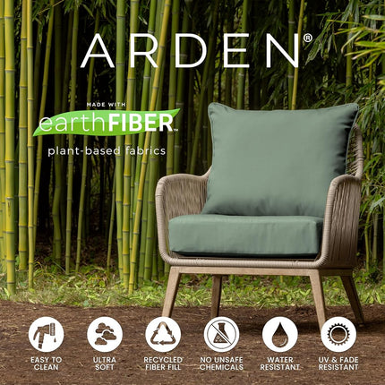 Arden earthFIBER Outdoor Deep Seat Cushion Set, 24 x 24, Rain-Proof, Fade Resistant, Deep Seat Bottom and Back Cushion for Chair, Sofa Taupe Grey Boardwalk Stripe