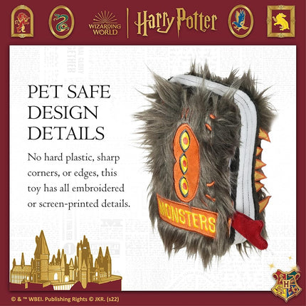Harry Potter Monster Book Crinkle Pet Toy | Wizarding World Inspired Dog Toy | Fuzzy and Crinkly Multisensory Plush
