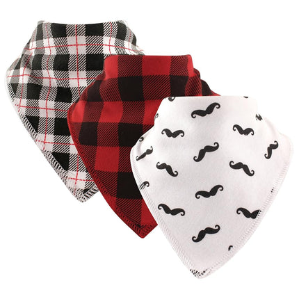 Hudson Baby Unisex Baby Cotton Fleece Bandana Bibs, Mustache, One Size