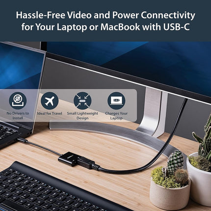 StarTech USB-C to DisplayPort 1.2 Adapter, 4K 60Hz, 60W PD Pass-Through