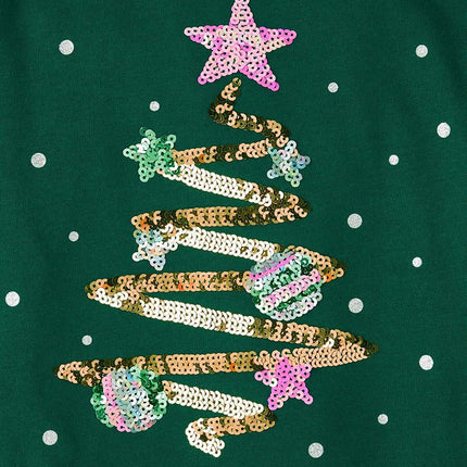 The Children's Place Girls' Long Sleeve Graphic Top with Back Detail, Holiday Tree, XX-Large