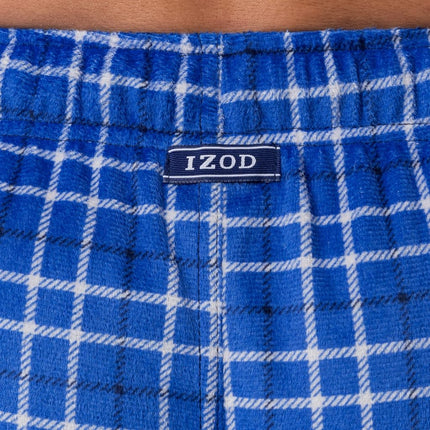 Izod Men's Silky Fleece Pyjama Bottoms, Blue/Yellow Chequered, XXL