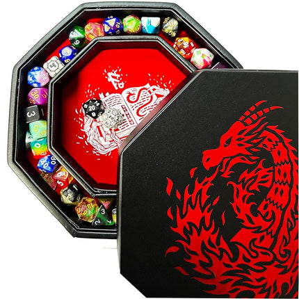 Fantasydice RED Fire Dragon with Wizard Book Print