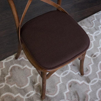 Sweet Home Collection Chair Cushion Memory Foam Pads Honeycomb Pattern Slip Non Skid Rubber Back Rounded Square 16" x 16" Seat Cover, Brown - 4 Pack