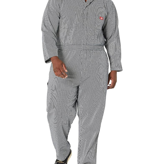 Dickies Mens Hickory Stripe Coveralls, Rinsed Hickory Stripe, Medium