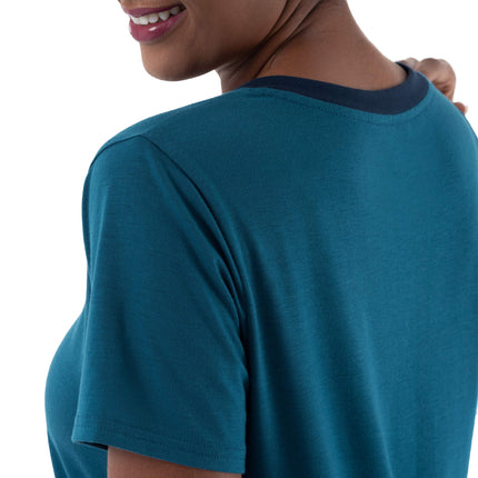 Fruit of the Loom Women's Short Sleeve Tee and Pant 2 Piece Sleep Pajama Set, Turquoise, L