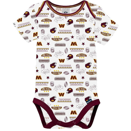NFL Washington Football Team 3 Pack Short Sleeve Bodysuit, 0-3 Months