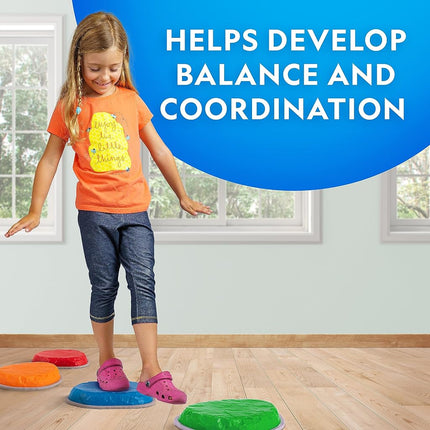 National Geographic Stepping Stones for Kids – Durable Non-Slip Balance Stones Encourage Toddler Gross Motor Skills, Indoor & Outdoor Toys, Obstacle Course (Set of 6)